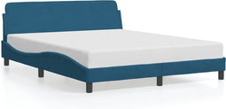 vidaXL - Bedframe - met - hoofdeinde - fluweel - blauw - 160x200 - cm