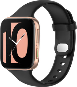 iMoshion Bandje Geschikt voor Oppo Watch 46 mm - iMoshion Siliconen band zilver knoopje - Zwart