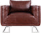 vidaXL Fauteuil met verchroomde poten kubus kunstleer bruin