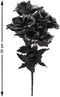 Halloween accessoires bloemen - zwarte rozen met blaadjes - 35 cm