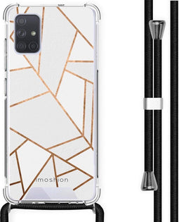 iMoshion Hoesje Geschikt voor Samsung Galaxy A71 Hoesje Met Koord - iMoshion Design Hoesje met Koord - Wit / Meerkleurig / Goud / White Graphic