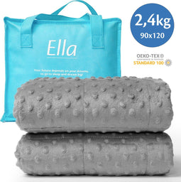 Ella Verzwaringsdeken Kind 2,4kg - 90 x 120cm - OEKO-TEX Katoen & Minky Fleece - Grijs