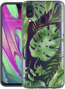 iMoshion Design voor de Samsung Galaxy A40 hoesje - Bladeren - Groen