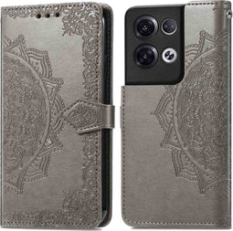 iMoshion Hoesje Geschikt voor Oppo Reno 8 Pro 5G Hoesje Met Pasjeshouder - iMoshion Mandala Bookcase - Grijs