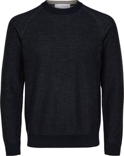SELECTED HOMME SLHMESA LS KNIT CREW NECK B - Heren Trui - Maat M - Katoen/Wol