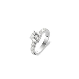 TI SENTO Dames Ring - 925 zilver - Zirconia wit - Maat 18.50 mm / maat 58 - 1737ZI