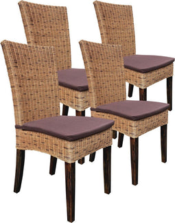 SVJ Eetkamerstoelen - 60x48x98 cm - Rotan - Bruin - Set van 4