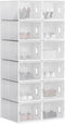 Woltu Schoenendozen Transparant Wit - 12 Stuks - Stapelbaar & Opvouwbaar - Met Voorklep - 25x19x35