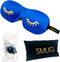 SMUG 3D Slaapmasker met Zwarte Oordopjes en Opbergzakje - 100% Verduisterend - Ergonomisch Oogmasker - Wink Print, Blauw
