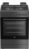 Beko FBM6202ANL - Vrijstaand Fornuis - Dual Fuel 4 Gasbranders - Anthraciet