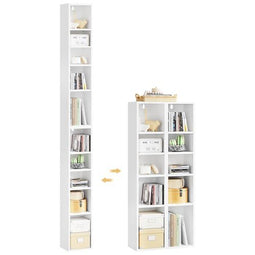 Woltu Kubusplank met 10 Vakken - Smalle Hoge Boekenkast - Wit - 19,5 x 17 x 92,5 cm