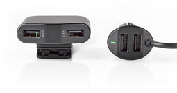 Nedis CCHAU960ABK - 4-poorts autolader - Laad 4 apparaten tegelijk op - Zwart