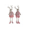 Kerstversiering DKD Home Decor Wit Bruin Roze Rendier 17 x 14 x 63,5 cm (2 Stuks)