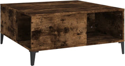 vidaXL - Salontafel - 80x80x36,5 - cm - bewerkt - hout - gerookt - eikenkleurig