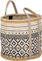 PTMD Reah Yellow jute round basket green lines L