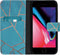 iMoshion Hoesje Geschikt voor iPhone 7 / 8 / SE (2020) / SE (2022) Hoesje Met Pasjeshouder - iMoshion Design Softcase Bookcase - Goud / Blauw / Blue Graphic