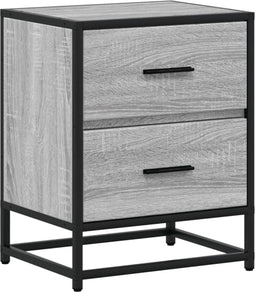 vidaXL - Nachtkastje - 40x31x50 - cm - bewerkt - hout - grijs - sonoma - eikenkleurig