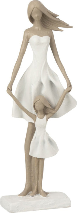 J-Line decoratie Moeder Met Dochter - polyresin - wit/taupe - large