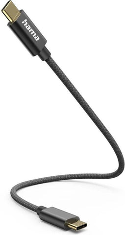 Hama USB-C oplaadkabel - USB-C naar USB-C - Korte USB-C kabel - 0,2 meter - Geschikt voor Smartphone en Tablet - Zwart