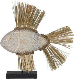 Decoratieve figuren Wit Bruin Natuurlijk Vis 57 x 12 x 60 cm