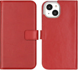 Selencia iPhone 14 - Echt Lederen Bookcase - 3 Pashouders - Rood