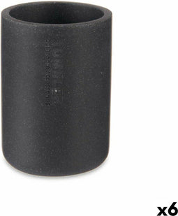 Tandenborstelhouder Zwart Hars 7,8 x 10,5 x 7,8 cm (6 Stuks)