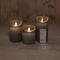 Annas collection - 3Pcs Grey Rustic Wax Candle Moving Flame With Remote Co