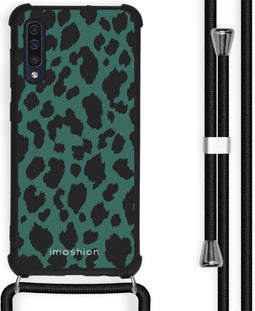 iMoshion Hoesje Geschikt voor Samsung Galaxy A50 / A30s Hoesje Met Koord - iMoshion Design Hoesje met Koord - Zwart / Meerkleurig / Groen / Panther Illustration