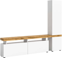 Furnilux Sugar - Tv meubel - Wit melamine Wotan eiken - 30x235x190cm