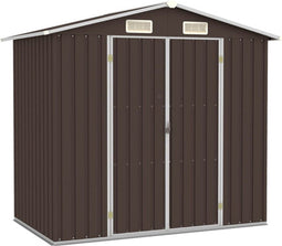 vidaXL - Tuinschuur - 205x129x183 - cm - gegalvaniseerd - staal - bruin