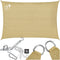 tectake® Rechthoekig Schaduwdoek Sunny - 3 x 4 m - HDPE 185 g/m² - 50+ UV Bescherming - Zandkleur