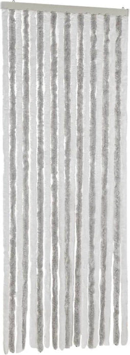 vidaXL - Vliegengordijn - 56x185 - cm - chenille - lichtgrijs - en - wit