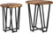 vidaXL - Bijzettafelset - - - 2 - Stuks, - Rook - Eiken, - Geengineerd - Hout - en - Metaal