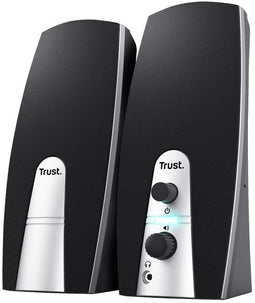 Trust 2.0 Speaker Set - Compacte stereoluidsprekerset - 5W RMS - Zwart