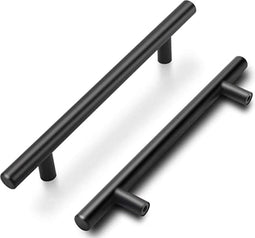 Meubelgreep - 5 Stuks - Zwart (4T) - 191 mm lengte - Rvs Buis - Boorgat afstand 130 mm - Voor Kasten, Lades, Keuken- en Badkamermeubels