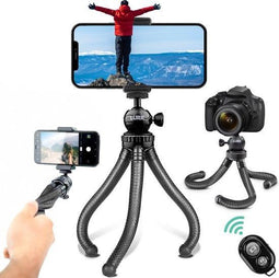LURK® 3 in 1 Flexibele Octopus Tripod statief voor smartphone & (actie)camera - Incl. telefoonklem