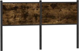 vidaXL - Hoofdbord - 135 - cm - bewerkt - hout - en - staal - gerookt - eikenkleurig