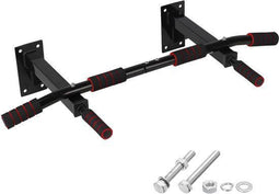 TTD® Premium Pull Up Bar - Wandmontage Dip Station - Draagkracht 250KG - Zwart/Rood