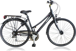 Lombardo Taranto 400 - Toerfiets - Damesfiets - Zwart/Grijs - 7 Versnellingen