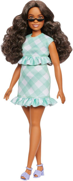 Barbie Fashionistas - Pop - Bruin Haar - Mintgroen Jurkje (1 stuk)