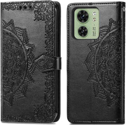 iMoshion Hoesje Geschikt voor Motorola Edge 40 Hoesje Met Pasjeshouder - iMoshion Mandala Bookcase - Zwart