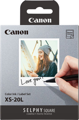 Canon XS-20L - Inkt-/papierset voor Selphy Square QX10 - 20 vellen - Retro polaroidlook (20 stuks)
