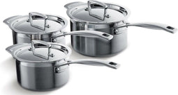 Le Creuset RVS set van 3 steelpannen, 16cm / 18cm / 20cm