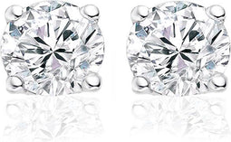 Silventi 921166003 Zilveren Oorstekers Rond 3mm Wit zirkonia Rhodium