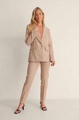 na-kd Basic Oversize Blazer - Reverskraag - Donker Beige