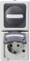 Kopp 130856009 BlueElectric Compleet Schakel-/stopcontact combinatie spatwaterdicht Grijs 1 stuks 1 stuk(s)