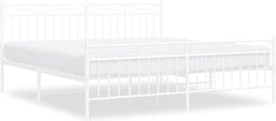 vidaXL - Bedframe - met - hoofd- - en - voeteneinde - metaal - wit - 180x200 - cm