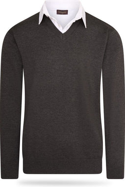 Cappuccino Italia - Heren Trui Mock Pullover - Grijs - Maat XL