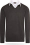Cappuccino Italia - Heren Trui Mock Pullover - Grijs - Maat XL