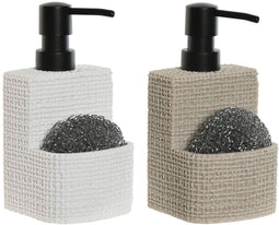 Zeepdispenser Home ESPRIT Zwart Beige Lichtgrijs Hars Marmer 9 x 8 x 18 cm (2 Stuks)